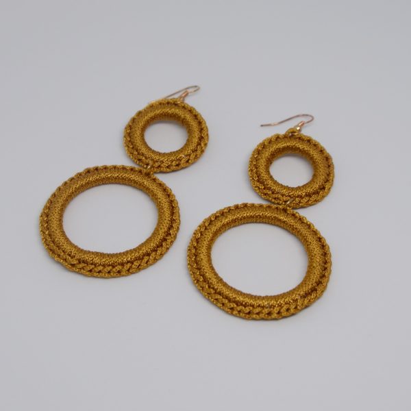mustard knitting earrings