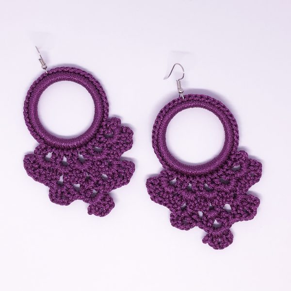 knitting purple arrings